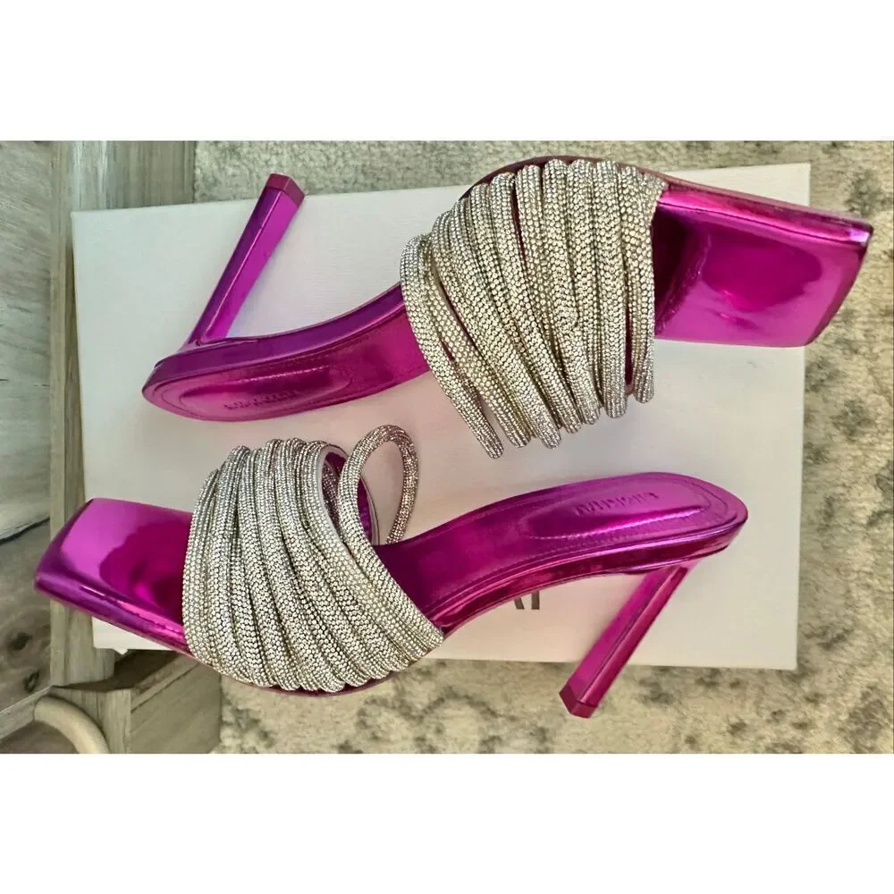 Jonathan Simkhai Lena Metallic Multi Crystal Strap Size 38 / 7.5 NEW